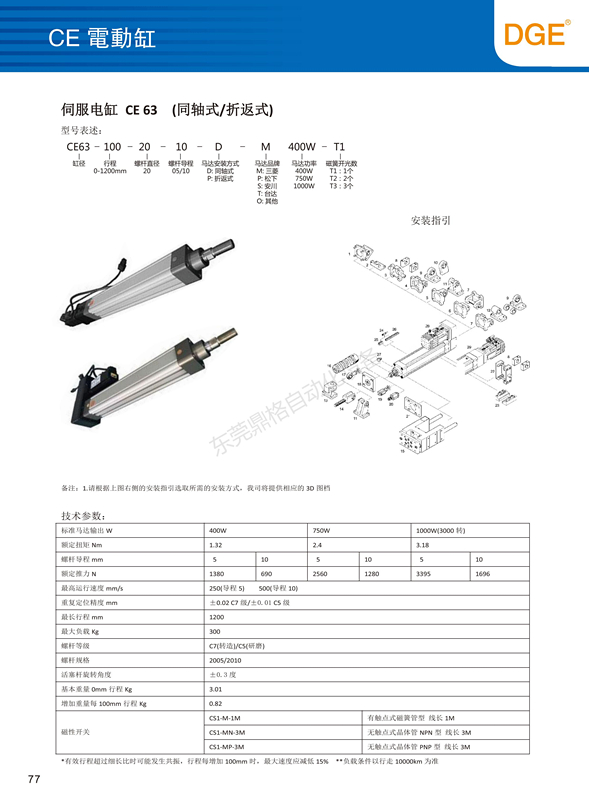 CE63電缸同軸式電動缸